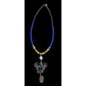 Rainbow Fairycore Wire And Thread Statement Pendant Necklace